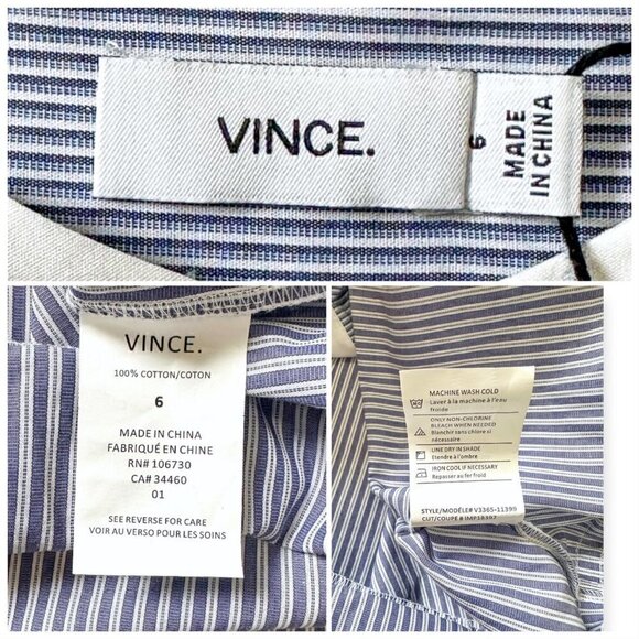 Vince Sleeveless Stripe Poplin Top, Size 6, Blue/white stripes, New with Tag - Picture 4 of 14